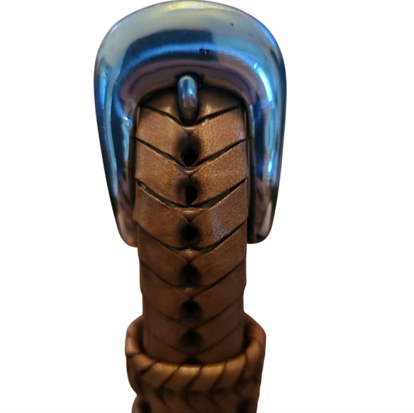 Brown Braided Leather Mens Belt, 34 - Picture 2 of 9